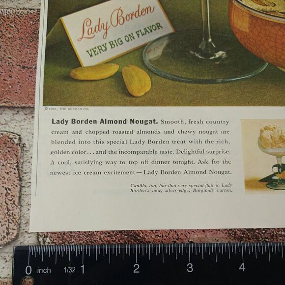 Lady Borden - Ice‎ Cream in Fancy Glass Stemware Dish - Vtg 1961 PRINT AD 8x11 - Picture 7 of 11
